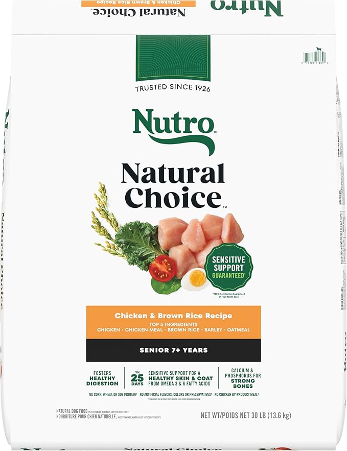 Nutro Natural Choice Senior Dog Food, Chicken & Brown Rice Recipe, 30 lb. Bag
