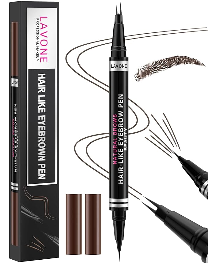 Eyebrow Pencil, 2-in-1 Waterproof Eyebrow Pen, with 2 Tip Microblading Eyebrow Pencil and Ultra-Precise Brow Pencil, with Eyebrow Brush, Eyebrow Pencils for Women,Natural Hair-Like Brows-Medium Brown
