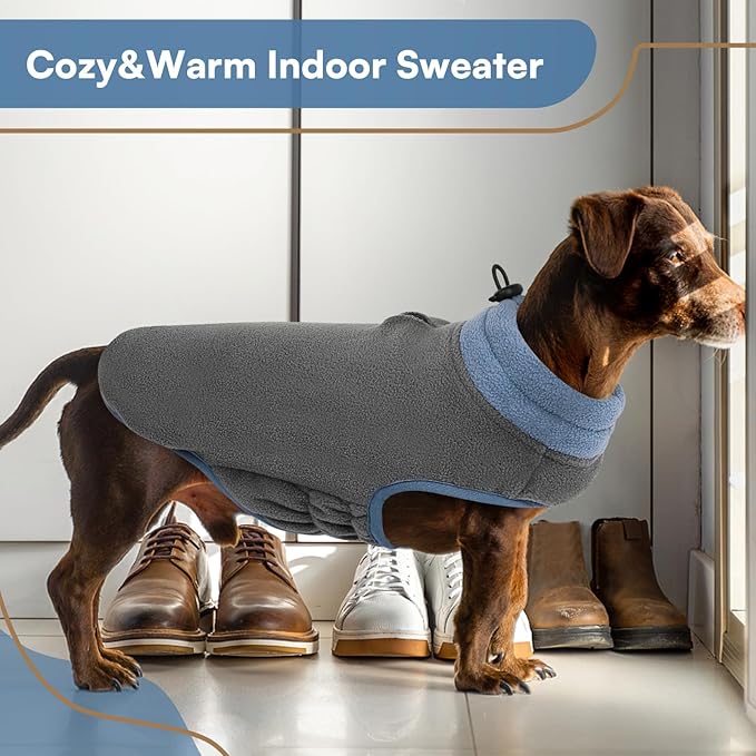 Queenmore Dog Sweater,Soft Fleece Vest Pullover Dogs Jacket with Elastic Stretchable,Warm Winter Dog Coats Cold Weather Doggy Dachshund Sweaters for Small Dogs Cats Boy or Girl (Grey, XL)