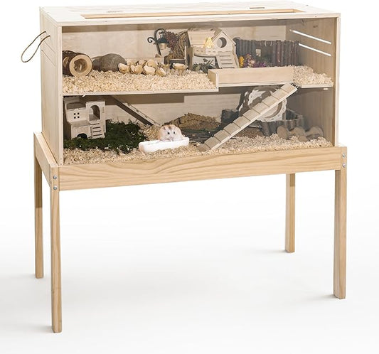 Pine Small Animals Houses&Habitats Chewproof, 40" Pine Guinea Pig Cage Hamster Cage for Small Animals (40" Large, Table Frame)