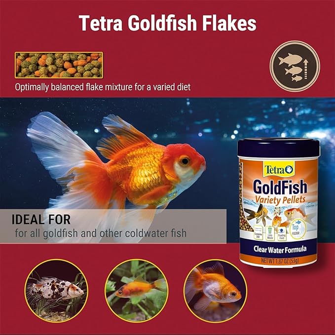 Tetra Goldfish Variety Pellets, Balanced Diet, 1.87 Ounce