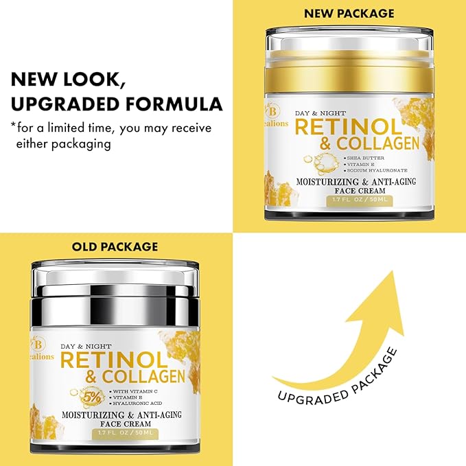 Retinol Cream for Face Anti Aging: Wrinkle Cream for Face Neck with Collagen Hyaluronic Acid - Night Moisturizer for Men Women - Facial Skin Care Gift for Mom Dad Sister