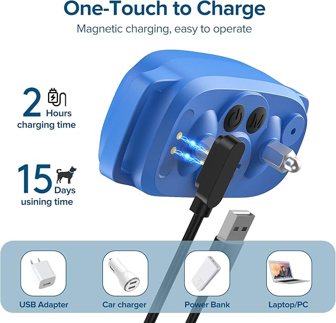 Bark Collar, Rechargeable Dog Bark Collar with 5 Adjustable Sensitivity and Intensity Beep Vibration, Anti Barking Collar for Small Medium Large Breed Dogs (Blue)