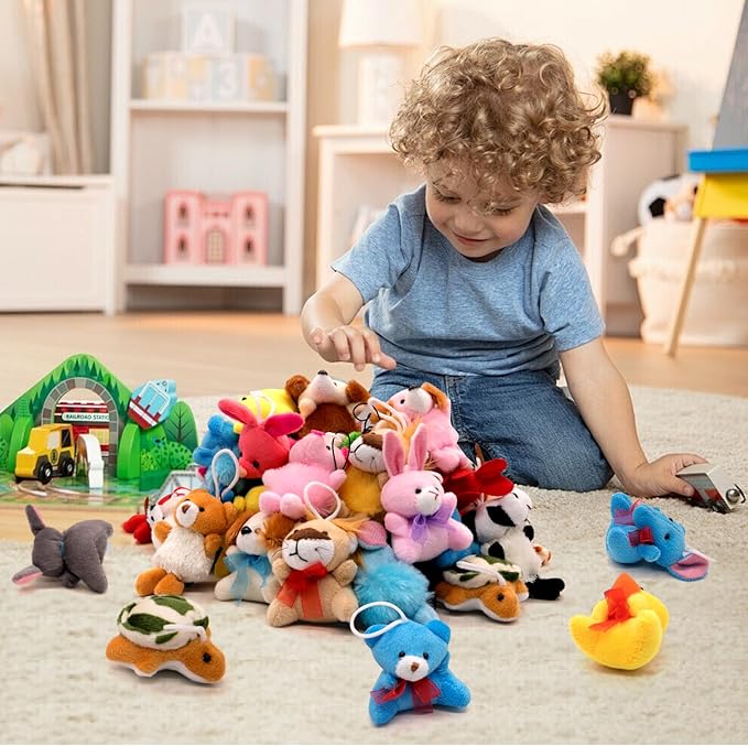 36 Pack Small Stuffed Animals Bulk Gifts for Kids (2.3/2"-2.5/3.5" Each), Party Favors Toys for Girls, Easter Basket Stuffers Christmas Stocking Plushies (36PCS)
