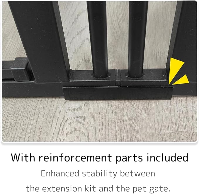 Lumizone Extra Tall Cat Gate Extension Kit 61.02" High Pressure Mounted 2025 New 12.60" Extra Wide 1.37" Gap No Drilling Tall Pet Gate for Dogs (Black, 61.02" H x 12.60" W, Extension)