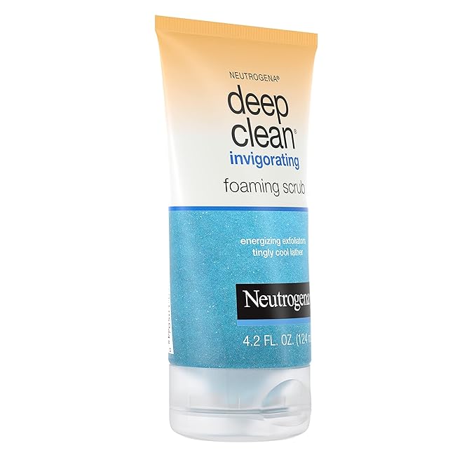 Neutrogena Deep Clean Invigorating Foaming Facial Scrub | Cooling Gel | With Glycerin | Removes Dirt & Oil | 4.2 fl. oz Pack of 2