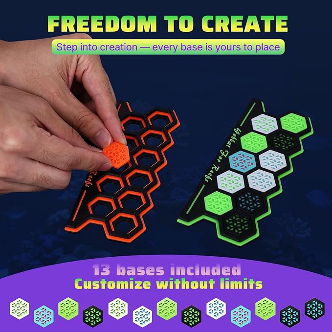 Magnetic Coral Frag Rack for Reef Tank, Saltwater Aquarium Frag Holder with 11 Slots & 13 Frag Plugs, Strong Magnet Glass Mount (Up to ~2cm), Multi-Use Aquarium & Hydroponic Plant / Reptile Display Stand