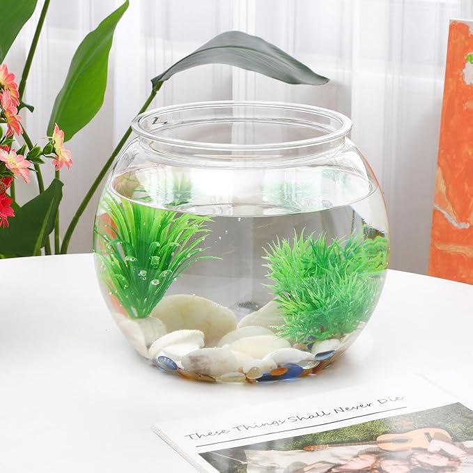 Plastic Fish Bowls, Round Plastic Fish Tank 2 Gallon Aquarium Hydroponic Planter Floral Container for Prizes, Party, Table Centerpiece Home Decor