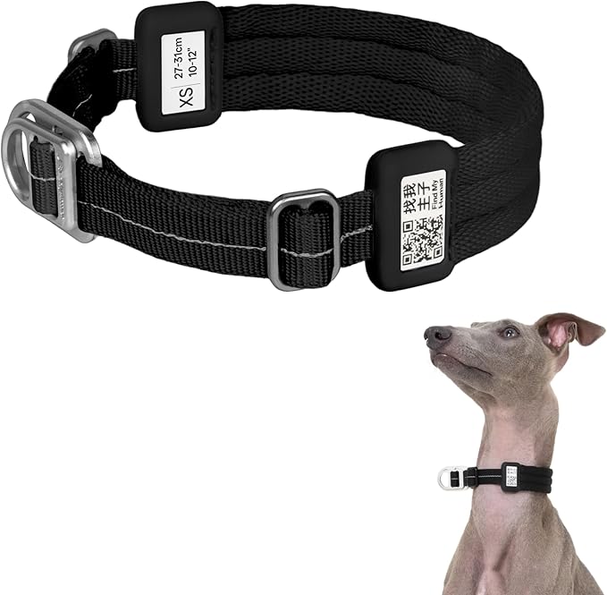 Ultra Comfort Dog Collar Soft Padded Adjustable Nylon Collar QR Code Anti-Lost Comfortable Cozy Dog Collar with Durable Aluminum Alloy Buckle for Small to Large Dogs (Midnight Black, XS)