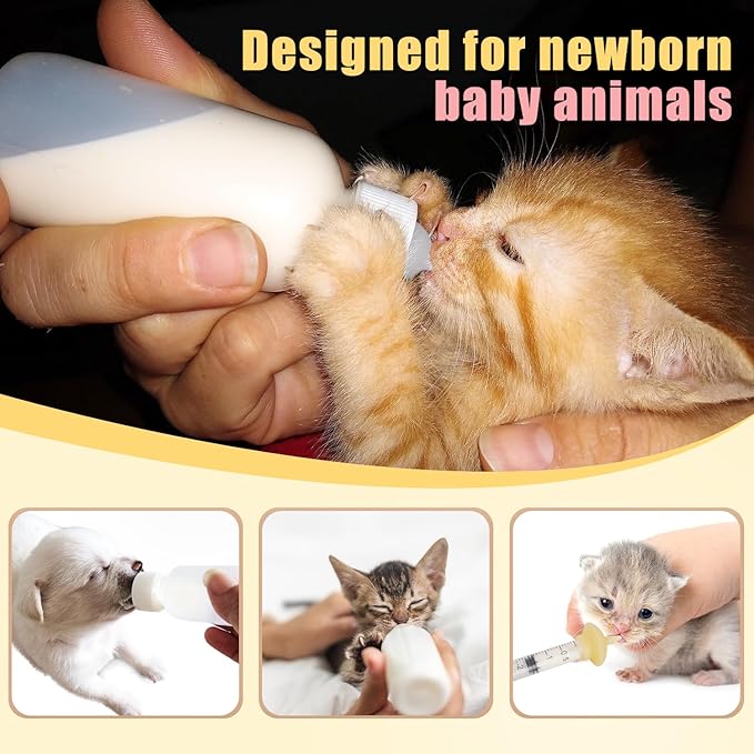 Mini Pet Feeding Bottle and Syringes with Nipples for Small Cat Dog Animals,Kittens, Puppies, Rabbits, Small Animals, Squirrel (Model 5)