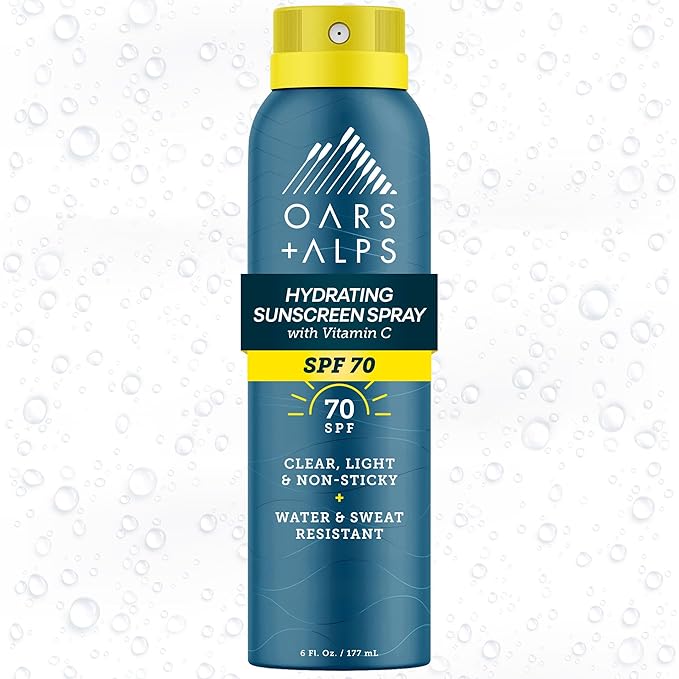 Oars + Alps SPF 70 Face & Body Broad Spectrum Sunscreen Spray | Fast-Absorbing, Lightweight, Non-Greasy, Hawaii Reef Act 104 Compliant, Water-Resistant, Octinoxate + Oxybenzone Free, 6 Oz, 1 Pack