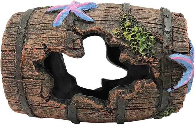 SLOCME Aquarium Broken Barrel Decorations - Betta Cave Hideout Wood Trunk Log for Fish Tank
