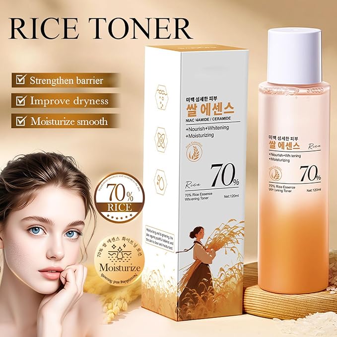 INSEEK Rice Skin Care Set for Women, Moisturizing Face Routine Set, Deep Hydration and Refined Skin, Strengthen Barrier, Balances Oil, Skincare Gift Sets for Birthday Christmas