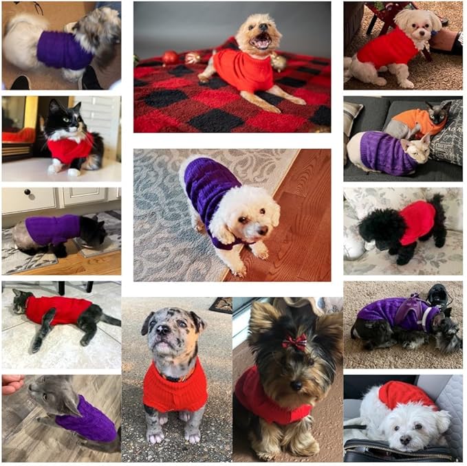 CHBORCHICEN Small Dog Sweaters Knitted Pet Cat Warm Dog Sweatshirt Winter Clothes Kitten Puppy Sweater (Small,Red)