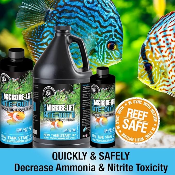 MICROBE-LIFT Nite-Out II Aquarium Bacteria for Start-up, Instantly Cycle Aquariums, Add Fish on Day 1, Rapid Ammonia and Nitrite Reducer for Freshwater & Saltwater Fish Tank, 1 Gallon 2-Pack
