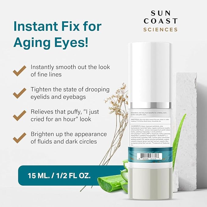 Sun Coast Sciences - Complete Eye Serum by Dr. Mark Rosenberg for Wrinkle Reduction, Dark Spot Fading, and Under-Eye Bags Treatment (Pack of 3)