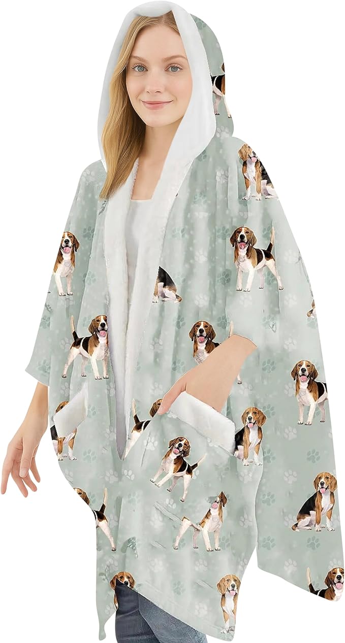 E&S Pets Sherpa Wearable Blanket Hoodie for Women – Soft Fleece Snuggs Wrap – 32 Dog & Cat Breeds – Warm Pet Lover Gifts
