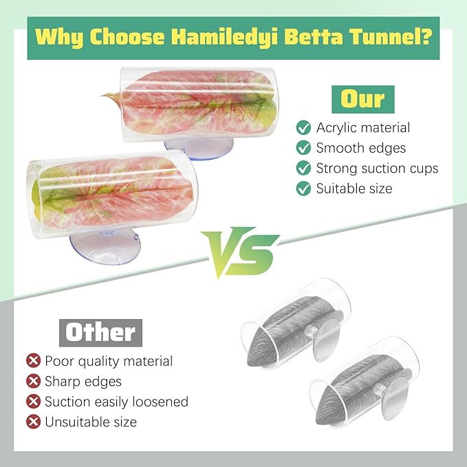 Hamiledyi 2 Pack Betta Tunnel Acrylic Betta Fsih Tube Tunnel with Suction Cups Betta Fish Toys Betta Leaf Pad Transparent Aquarium Decor for Small Fish Shrimp Guppy Resting Hiding (Pink Leaf)