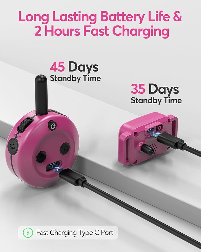 Jugbow Dog Shock Collar - 3/4 Mile Dog Training Collar with Remote for Large Medium Dogs, Rechargeable IPX8 Waterproof E-Collar with 3 Training Modes, LED Light & Security Lock (Pink)