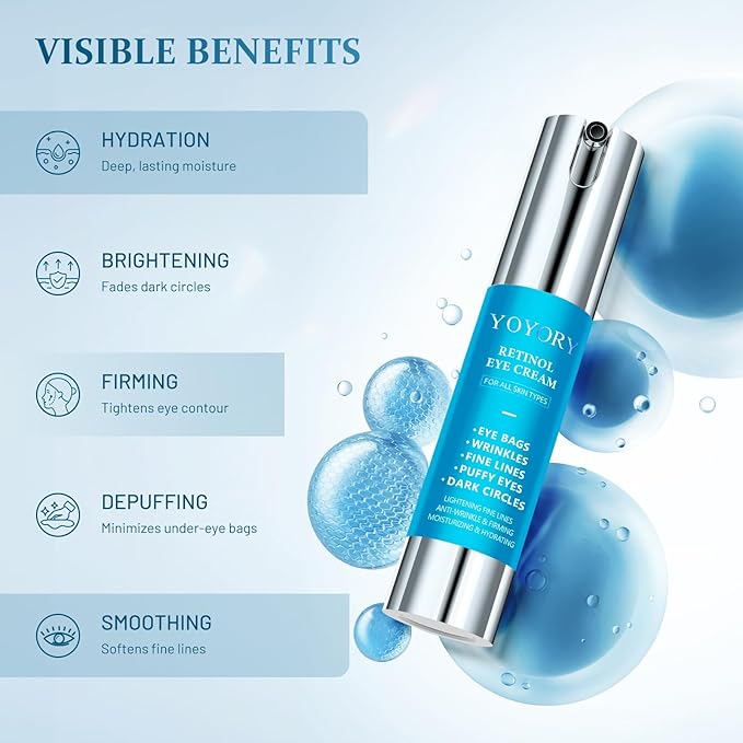 Retinol Eye Cream for Eye Bags - Anti-Aging Under Eye Treatment for Dark Circles, Fine Lines,Wrinkles, Puffiness Hydrating & Moisturizing Skin Care Men and Women, 0.67 fl oz