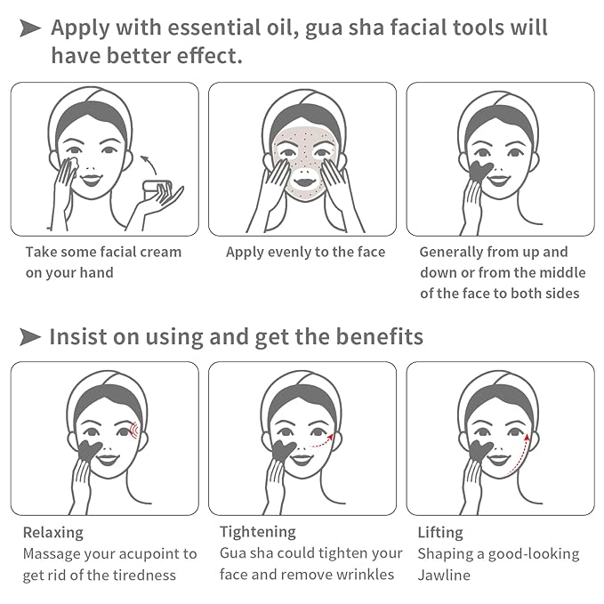 Gua Sha Facial Tools, Natural Quartz Guasha Tool for Face,Double Chin & Jawline, Gua Sha Stone Self-Skin Care Face Stone Gua Sha tools for Women Guasha Stone, White
