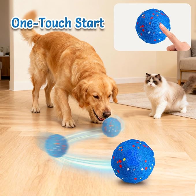Interactive Dog Toys, Stimulating Dog Ball with 2 Outer Covers, Pet-Safe E-TPU Material Active Rolling Ball to Keep Them Busy, Rechargeable Toy for Medium and Large Dogs