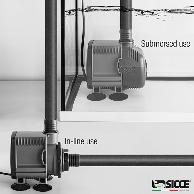 SICCE Syncra Silent 3.0 Multifunction 714 GPH Submersible Water Pump | Italian Made 48W Ultra Quiet Durable Aquarium Fish Tank, Fountain, Pond, Hydroponics, Terrarium Black | Freshwater & Saltwater