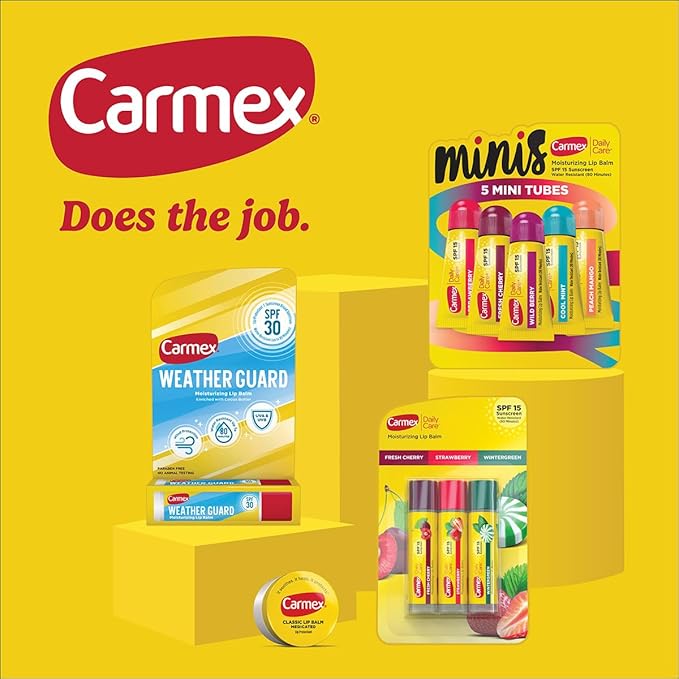 Carmex Daily Care and Daily Care Minis Moisturizing Lip Balm Pack, SPF 15, Multi-Flavor Lip Care Variety Pack Bag, 8 Count (3 Sticks, 5 Mini Tubes)