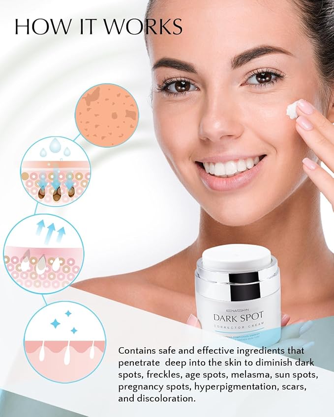 Enaskin Dark Spot Remover Cream: 2 Pack Value - Hyperpigmentation Corrector Targeting Dark Spots, Sun Spots, Freckles, Melasma & Age Spots - Dark Spot Corrector Serum for Women & Men