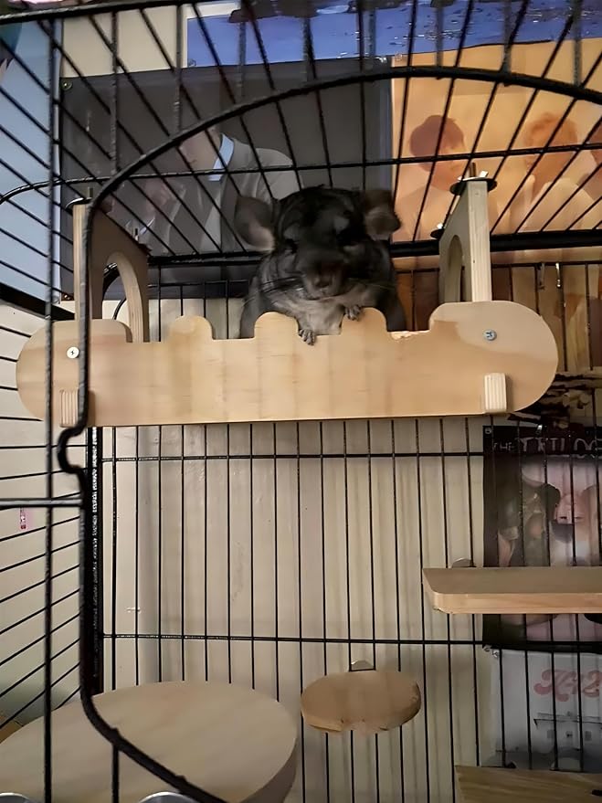 Chinchilla Suspension Bridge Wooden,Small Animals Wooden Bridge and Platform,Chinchilla Habitat Toys for Squirrel Hamster Ferret Guinea Pig Sturdy Easy to Clean