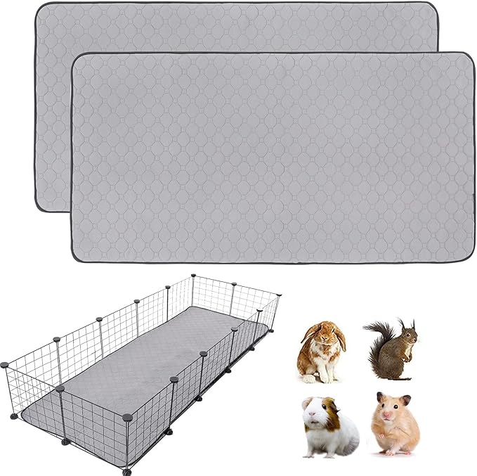 2Pack Guinea Pig Cage Liners, 28''X70'' Washable Guinea Pig Pee Pads, Non Slip Reusable Super Absorbent Guinea Pig Training Mat Bedding Fleece for Small Animals Hamster Rabbit Chinchilla Rat