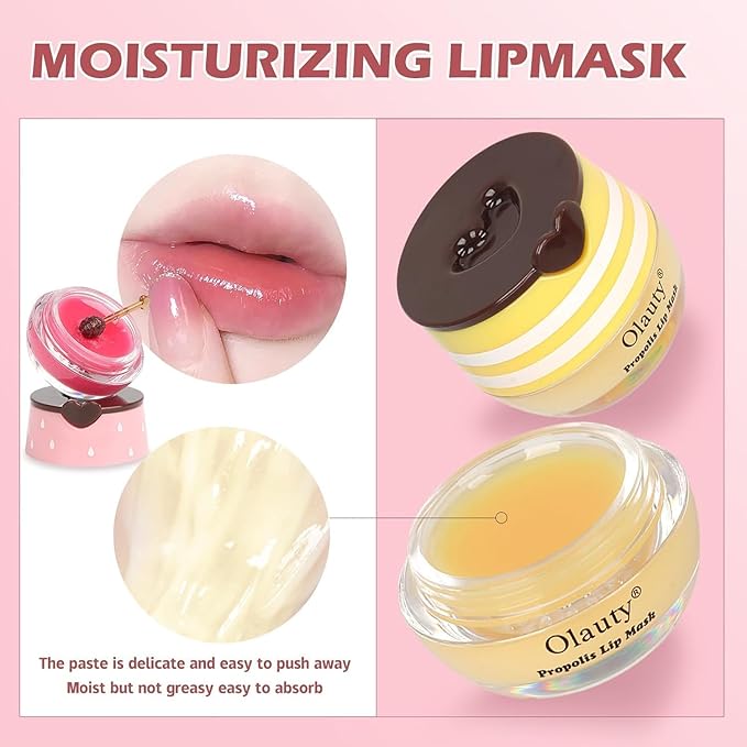 8 PCS Bee Lip Balm Honey Pot, Valentines Day Gifts Honey Lip Balm Bulk, Moisturising Sleep Lip Mask Overnight with Sticks, Reduce Lip Lines, Bulk Gifts Stocking Stuffers Party Favors