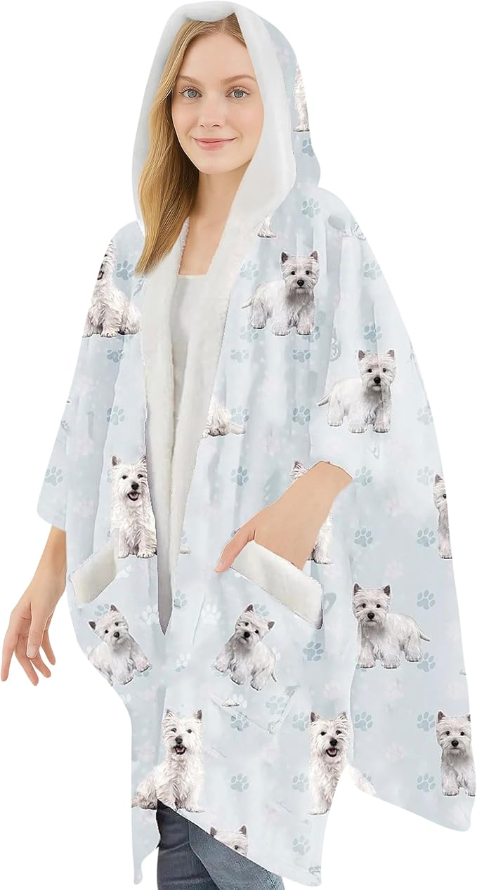 E&S Pets Sherpa Wearable Blanket Hoodie for Women – Soft Fleece Snuggs Wrap – 32 Dog & Cat Breeds – Warm Pet Lover Gifts