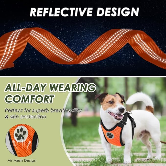 Lukovee Dog Seat Belt for Car, Adjustable Dog Car Harness for Large Medium Small Dogs, Soft Padded & Breathable Mesh Dog Seatbelt with Car Vehicle Connector Strap (Orange Double Clip,Large)