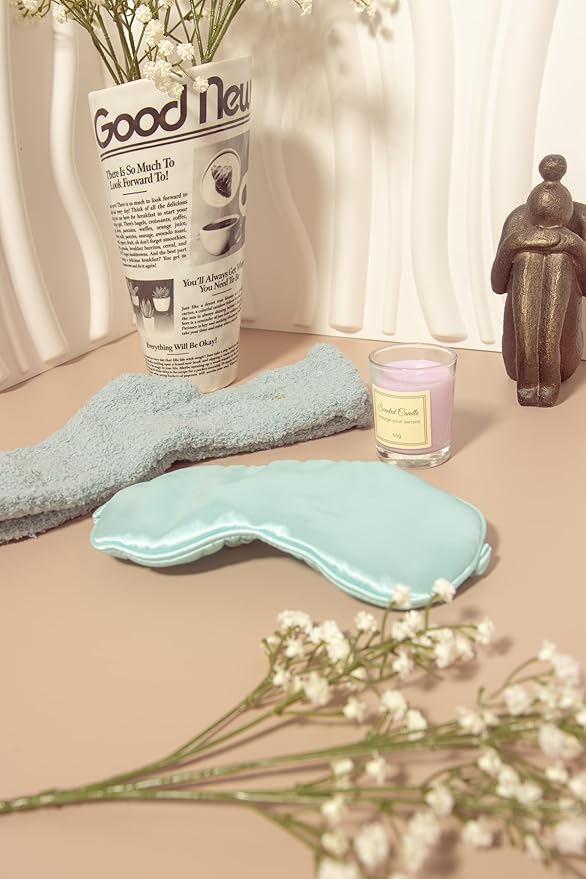 Spa Gift Set for Women – Relaxation Gift Box with Candle, Fuzzy Socks, Satin Eye Mask – Spa Kit for Birthday, Thank You, Bridesmaid, Holidays (Aqua Blue)
