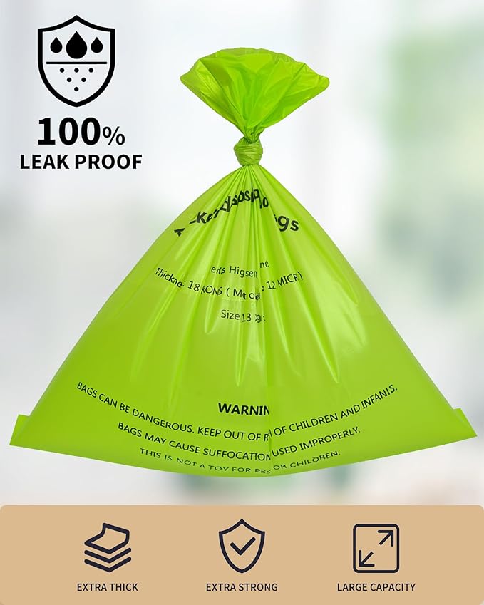 Dog Poop Bags with Dispenser & Holder, Guaranteed Leak Proof, Unscented Extra Thick Heavy Duty Tear-resistant 18-Micron Waste Bag Refill Rolls (Black (105-Bags, 1-Dispenser))