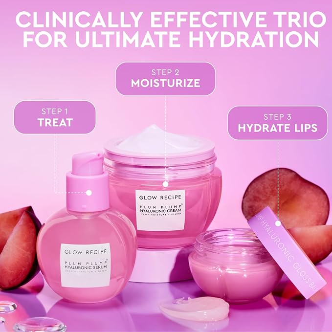 Glow Recipe Plum Plump Hyaluronic Acid Serum, Hydrating + Plumping Face Serum, Korean Serum with Vitamin B5, Barrier Support + Antioxidants, Vegan (30ml)