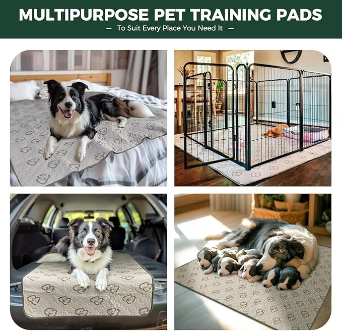 FXW Washable Pee Pads for Dogs, Puppy Pads with Super Absorbent, Specifically Designed for FXW Rollick/Homeplus 32/40/45inch 6 Panels Dog Playpen, 43" x 71" Rectangle, Khaki, 1 Pack