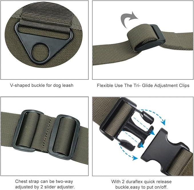 EXCELLENT ELITE SPANKER Tactical Dog Vest Training Military Patrol Service Dog Harness Easy Control Adjustable No-Pull Nylon Pet Harness with Handle for Small Medium Large Dogs(RGN-S)