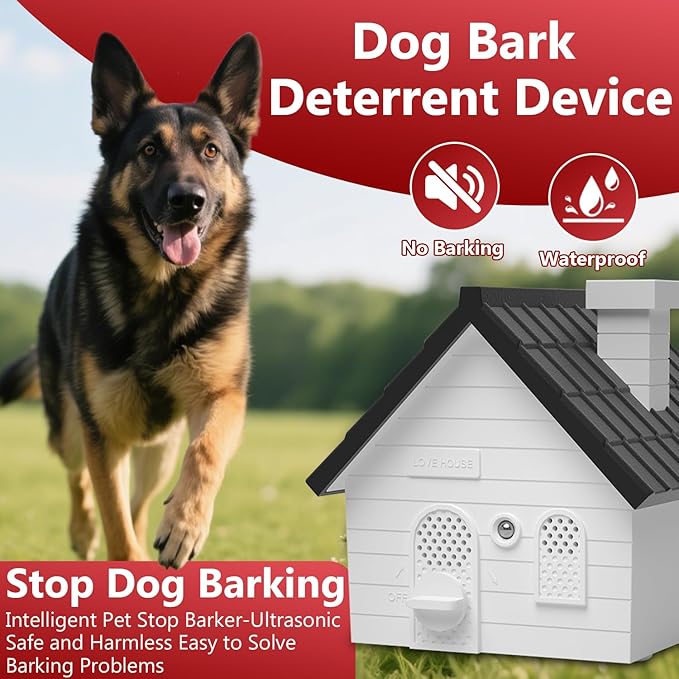 Nigrin Anti Barking Device for Dogs, Bark Box, 3 Modes Dog Barking Deterrent Devices, Weatherproof Anti Bark Device for Dogs, 50 Ft Barking Dog Silencer, A Safe and Effective Anti Barking Device (NO)