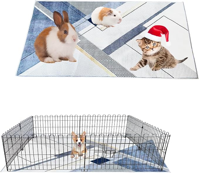 Large Rabbit Cage Liners,Washable Reusable Bunny Mat Pets Bedding Pad with Anti Slip Bottom Super Absorbent Rug Pads for Puppie Cat Guinea Pig Chinchilla Ferrets (78.7 in)
