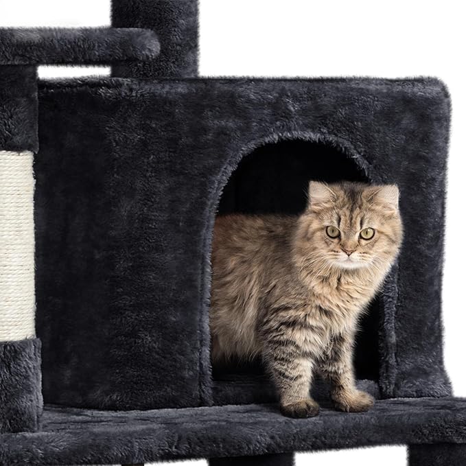 Yaheetech Cat Tree Cat Tower, 63in Multi-Level Pet Furniture for Indoor Kitten w/Sisal-Covered Scratching Posts & Condo, Activity Center for Kitty, Black