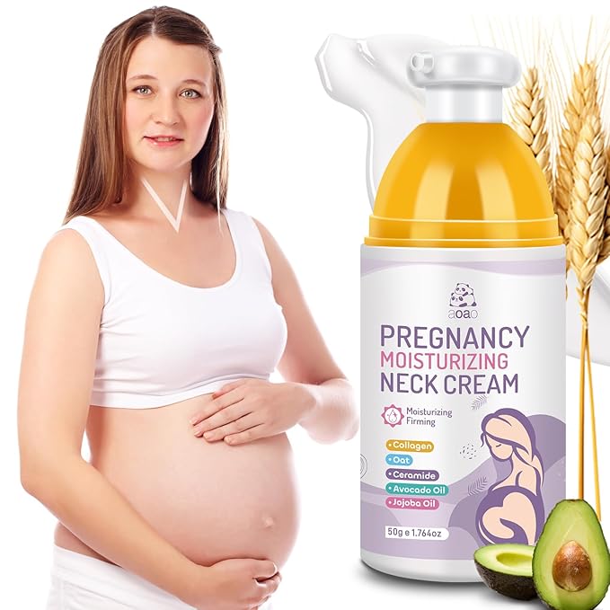 AOAO Pregnancy Anti-Aging Neck Cream, Maternity Anti Wrinkle Neck Firming Cream Help Prevent Treat Neck Loose and Fine Lines, Vegan Maternity Moisturizing Products and Nursing Safe, 50g/1.764oz