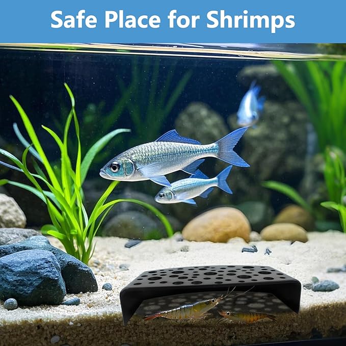 Shrimp Hides Cave for Aquarium - 2Pcs Shrimp Breed Fish Hideout Underground Tunnel for Aquarium Cave, Black