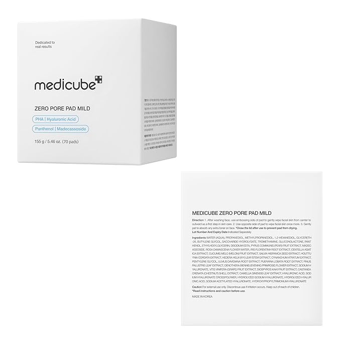 medicube Toner Pads Zero Pore Pad Mild 2.0 | Gentle Calming Toner Pad for Exfoliation, Minimizing Pores & Blackhead Removal with PHA | Ideal for All Skin Types | Korean Skin Care, 70 Pads (1 Pack)