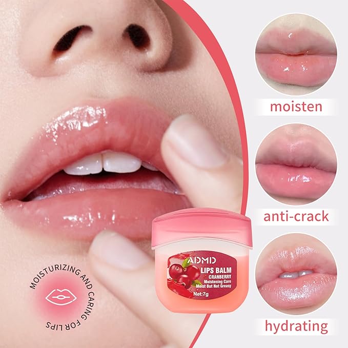 8-Pack Fruit Flavor Lip Balm Set, Mini Lip Mask for Daily Moisture & Overnight Care Helps Soothe Dry Lips