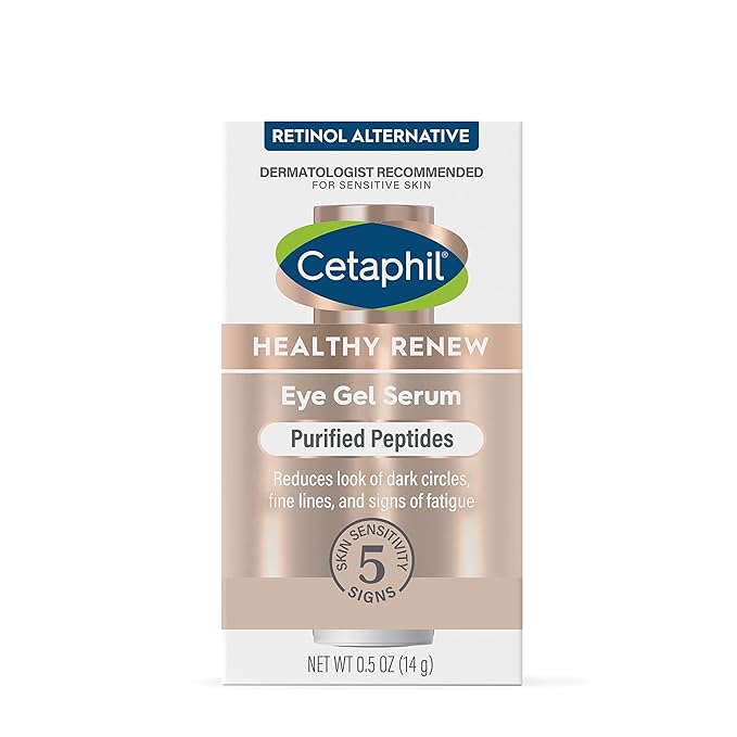 Cetaphil Healthy Renew Hydrating Eye Gel Serum 0.5 Oz, 24Hr Under Eye Cream for Anti Aging, Reduces the Appearance of Dark Circles and Wrinkles, Retinol Alternative Peptide Serum, For Sensitive Skin