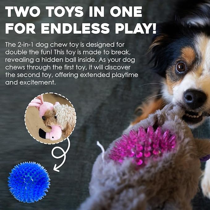 Flourish Pets 2 in 1 Christmas Multi-Layer Chew Toy for Active Dogs | Non-Toxic BPA Free Double Stitched Soft Fabric and Long-Lasting Dog Plush Toys (Santa 3.5")