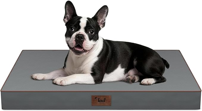Outdoor Dog Bed for Small Dogs, Waterproof Dog Crate Bed for Medium Dogs Cats, Orthopedic Egg Crate Foam Pet Bed with Washable Removable Oxford Cover, Grey