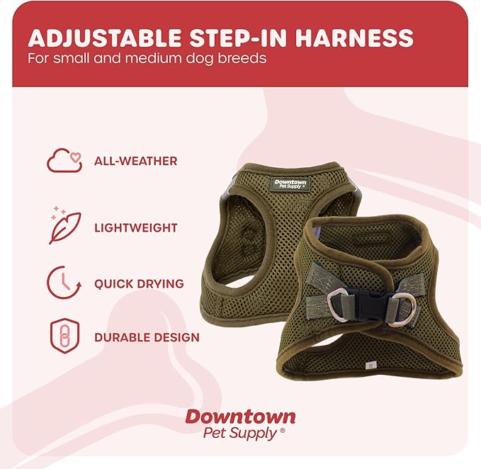 Downtown Pet Supply Step in Dog Harness No Pull, X-Large, Hunter Green - Adjustable Harness with Padded Mesh Fabric and Reflective Trim - Buckle Strap Harness for Dogs